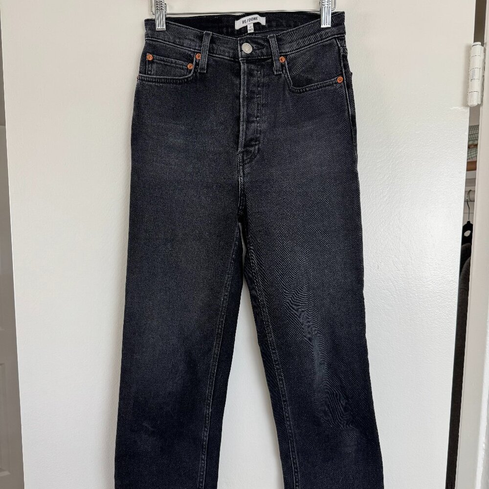 Re/Done Charcoal Grey Mid-rise Cropped Jeans